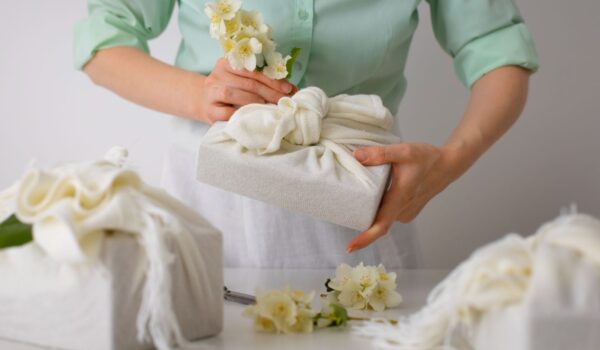 Woman making presents with flowers